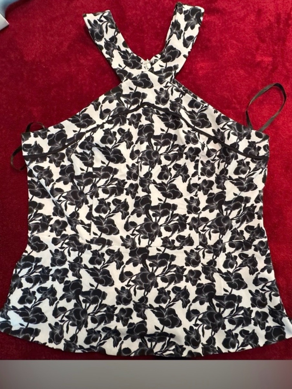 Black & White Floral Halter Tank Top